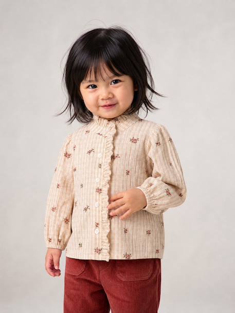 Blouse with long sleeves for baby girls ecru 