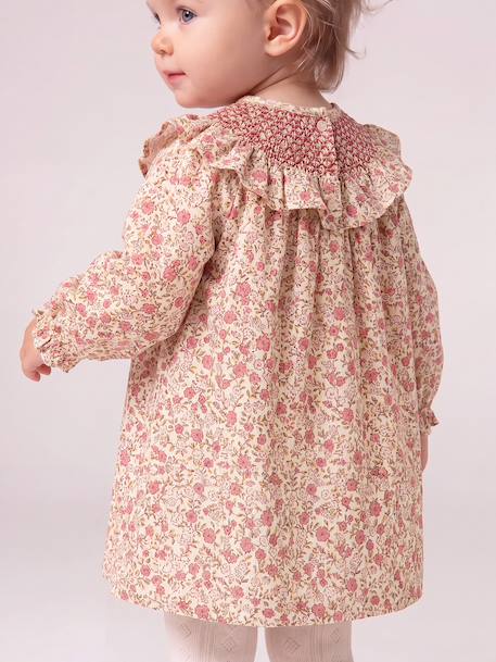 Long-sleeved dress for baby girls ecru 