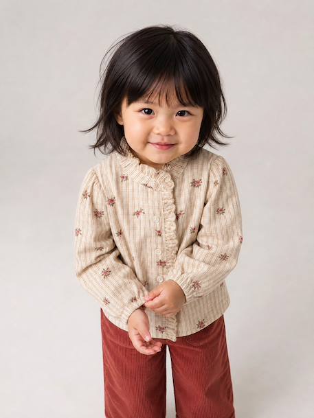 Blouse with long sleeves for baby girls ecru 
