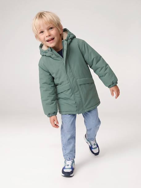 Hooded Sherpa-Lined Parka for Boys black+khaki+sage green+taupe 