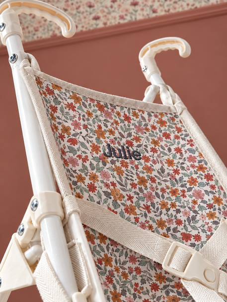 Doll pushchair green+rose+yellow 