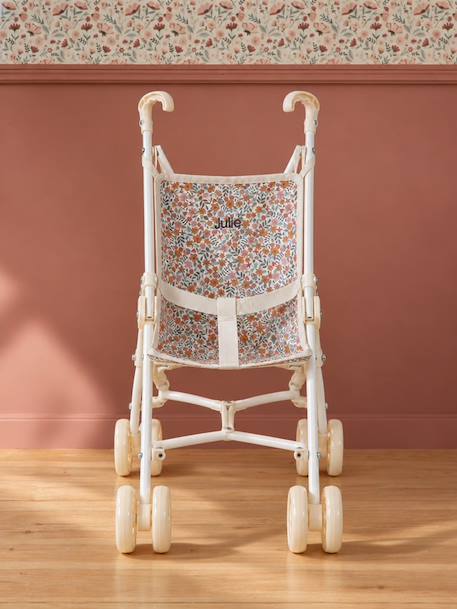 Doll pushchair green+rose+yellow 