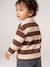 Striped long-sleeved baby polo shirt cocoa+grey blue 
