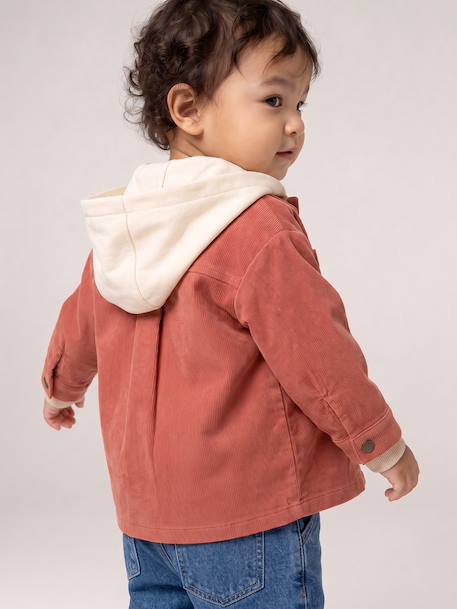 Hooded overshirt for baby terracotta 