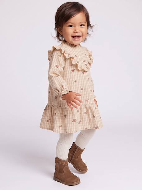 Long-sleeved dress for baby girls ecru 