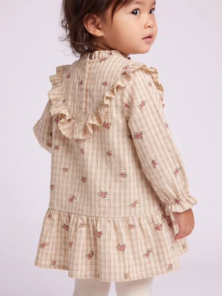 Long-sleeved dress for baby girls ecru 