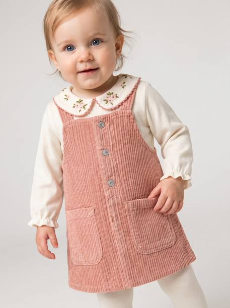 3-piece dress, T-shirt and tights set for baby girls blush 