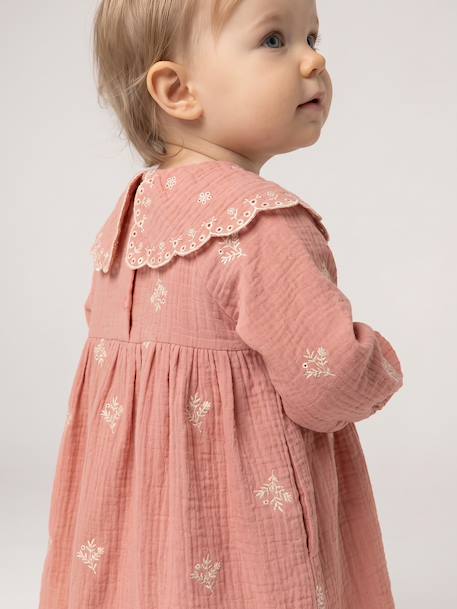 Long-sleeved dress for baby girls apricot 