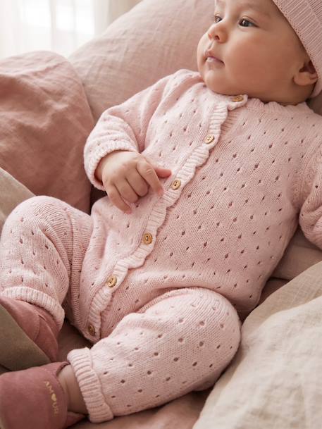 Newborn playsuit and hat set for girls pale pink 