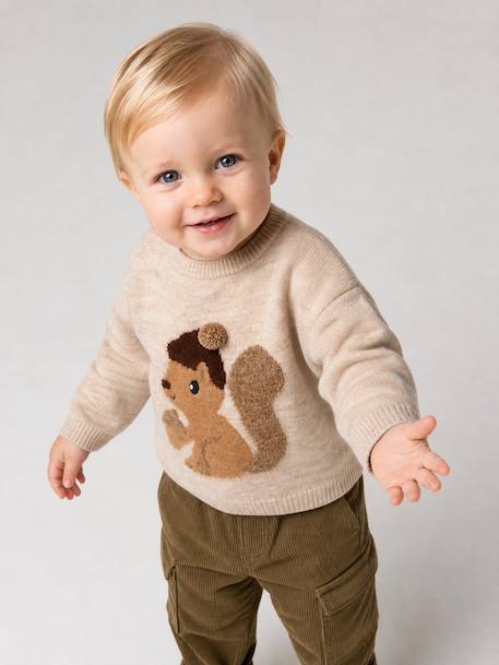 Long-sleeved jumper for baby marl beige 