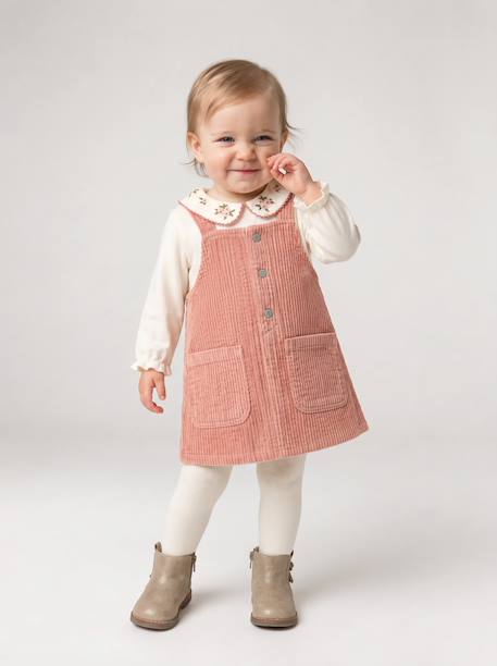 3-piece dress, T-shirt and tights set for baby girls blush 