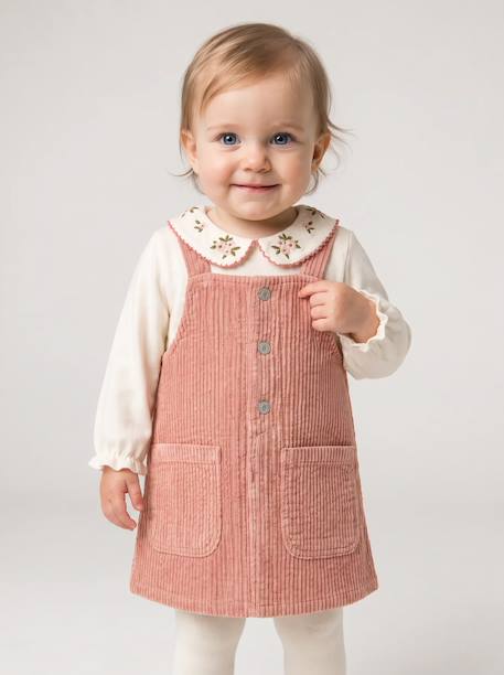 3-piece dress, T-shirt and tights set for baby girls blush 