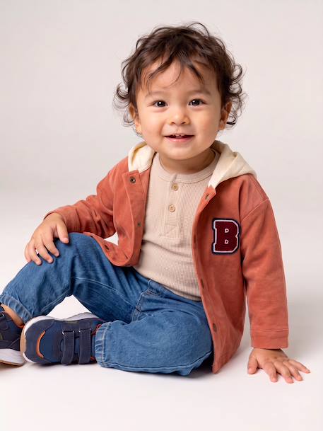 Hooded overshirt for baby terracotta 