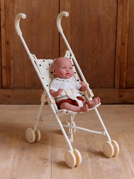 Large Lightweight Pushchair for Baby Dolls black+ecru+rose 