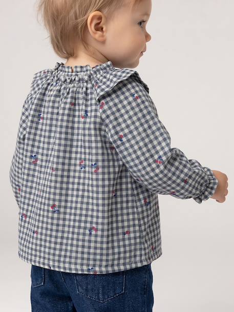 Long-sleeved blouse for baby girls grey blue 