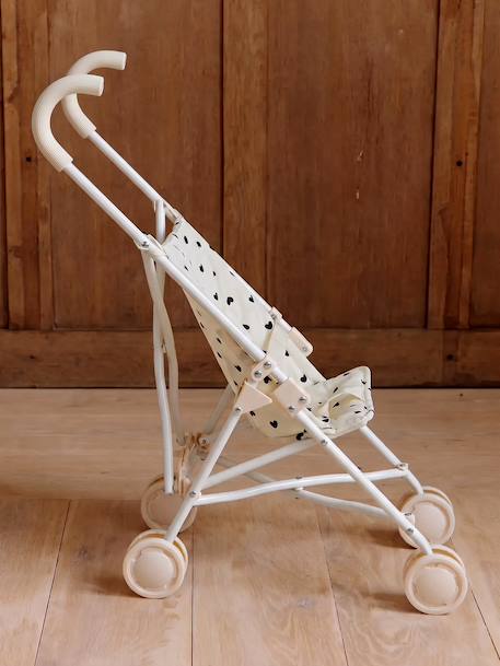 Large Lightweight Pushchair for Baby Dolls black+ecru+rose 