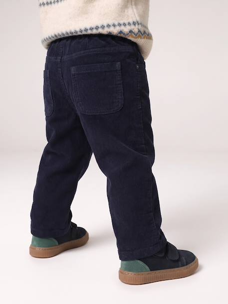 Corduroy trousers for baby boys khaki+navy blue 