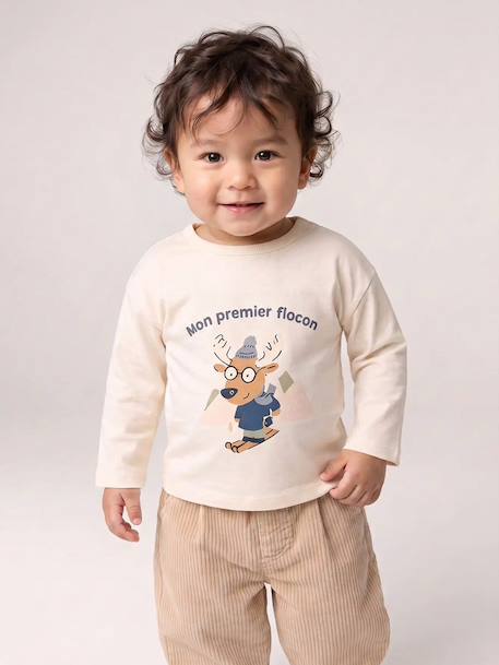 Long-sleeved T-shirt for baby ecru 