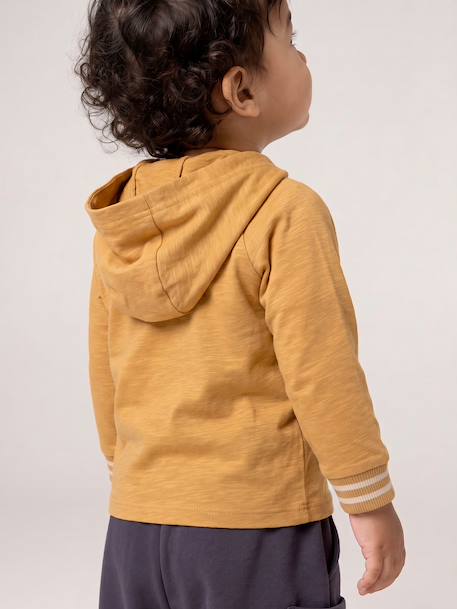 Long-sleeved hooded T-shirt for baby boys ochre 