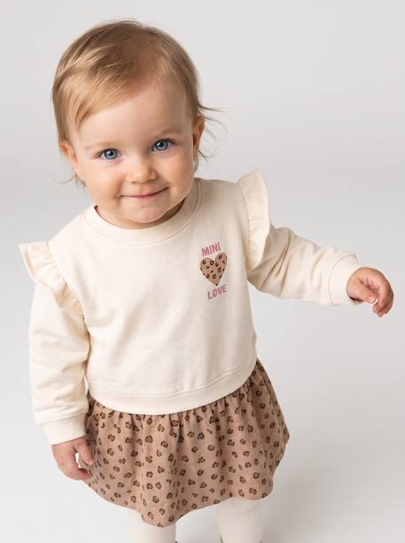 Long-sleeved dress for baby girls vanilla 