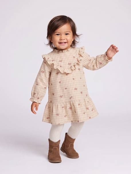 Long-sleeved dress for baby girls ecru 