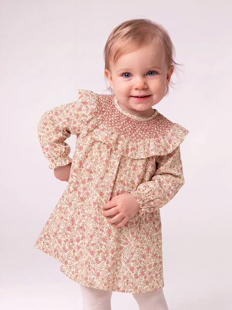 Long-sleeved dress for baby girls ecru 