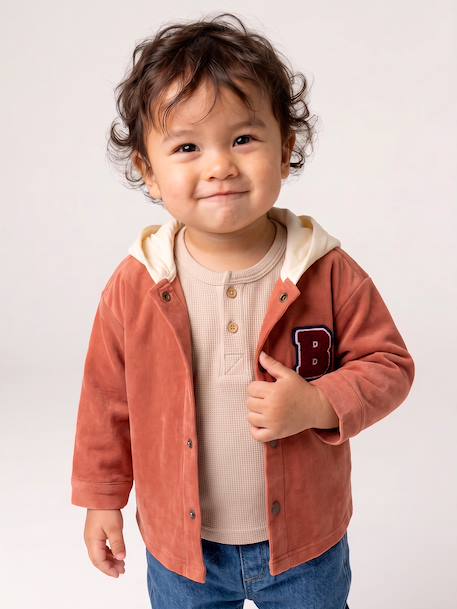 Hooded overshirt for baby terracotta 