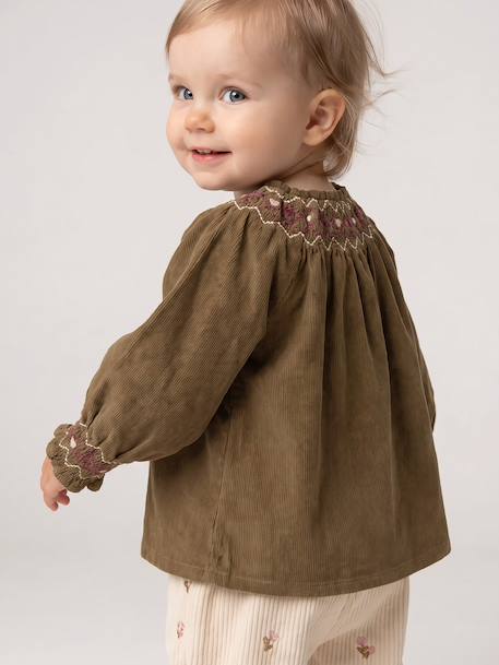 Corduroy blouse for baby girls olive 