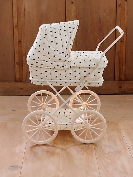 Pram for baby doll black+ecru 