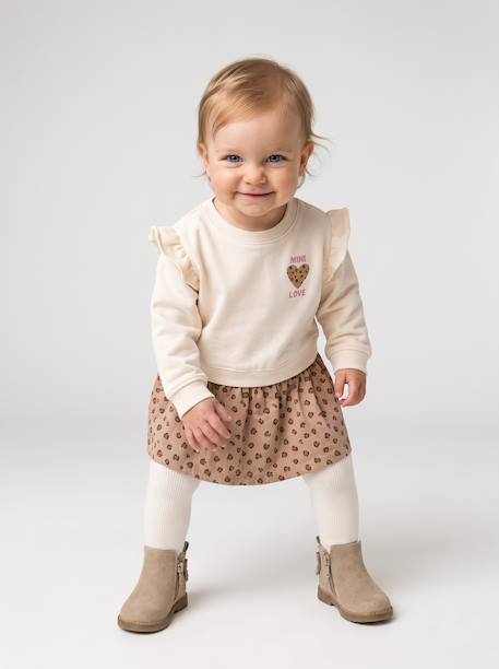 Long-sleeved dress for baby girls vanilla 
