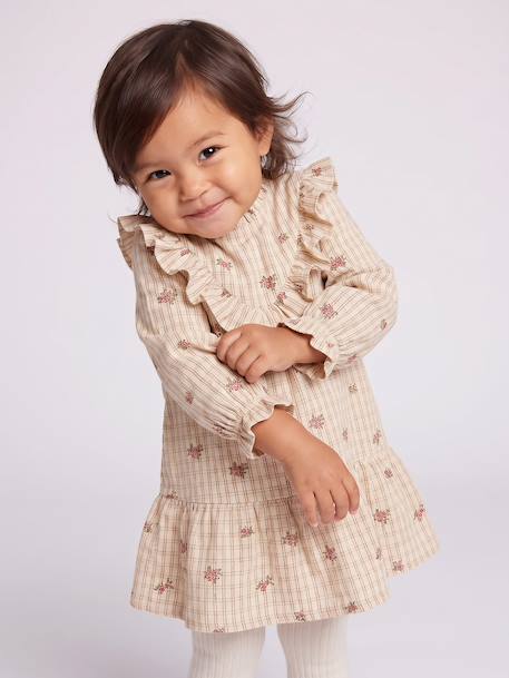 Long-sleeved dress for baby girls ecru 