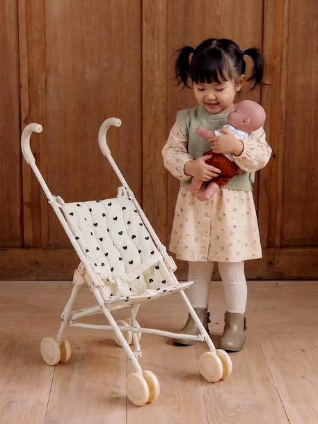Large Lightweight Pushchair for Baby Dolls black+ecru+rose 