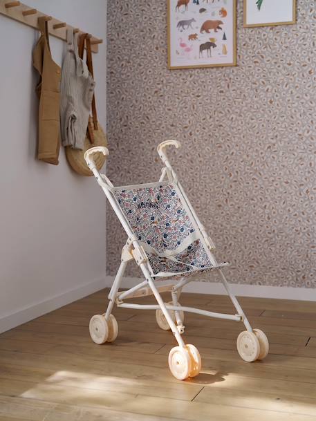 Doll pushchair green+rose 