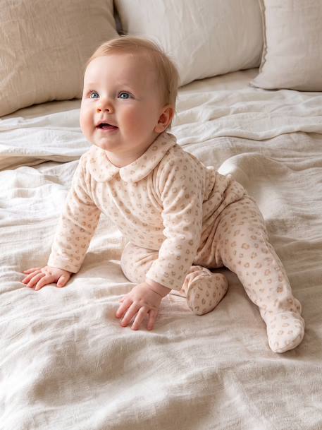 Pack of 2 pyjamas with back opening for baby girls marl beige 