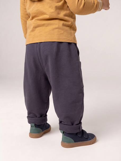 Fleece-lined trousers for baby boys anthracite+olive 