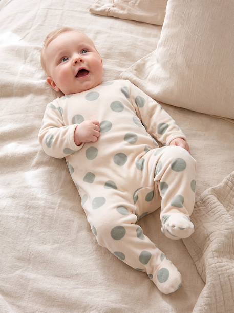 Pack of 3 baby sleepsuits with back opening marl beige+marl grey+sage green 