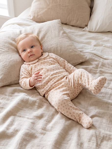 Pack of 2 pyjamas with back opening for baby girls marl beige 