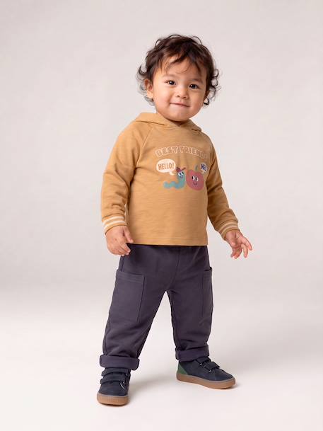 Fleece-lined trousers for baby boys anthracite+olive 