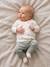 Newborn long-sleeved baby vest cappuccino+ecru+sage green 