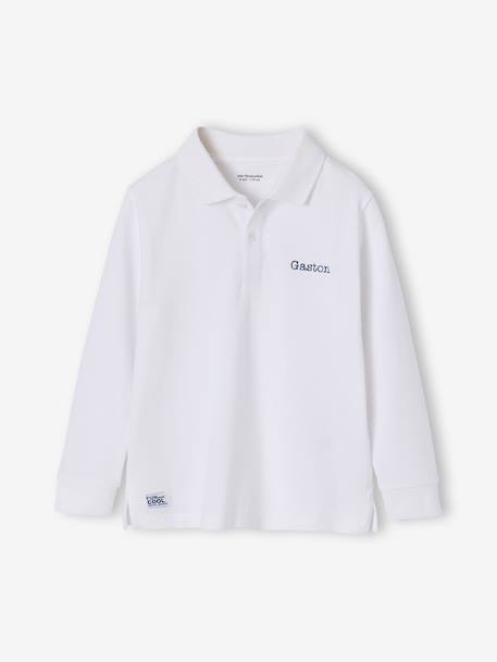 Long-sleeved polo shirts for boys slate blue+white 
