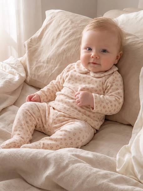 Pack of 2 pyjamas with back opening for baby girls marl beige 