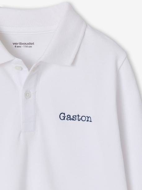 Long-sleeved polo shirts for boys slate blue+white 