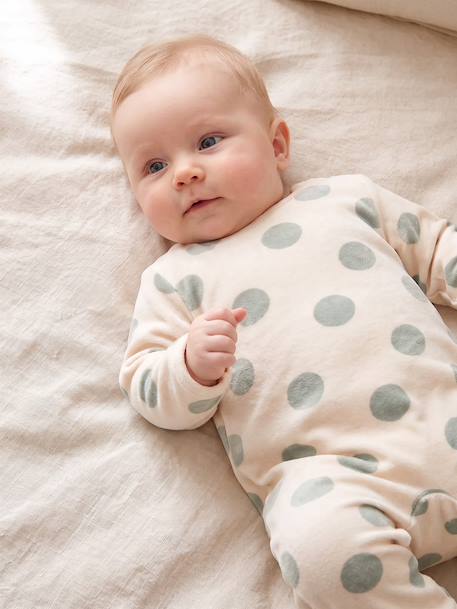 Pack of 3 baby sleepsuits with back opening marl beige+marl grey+sage green 