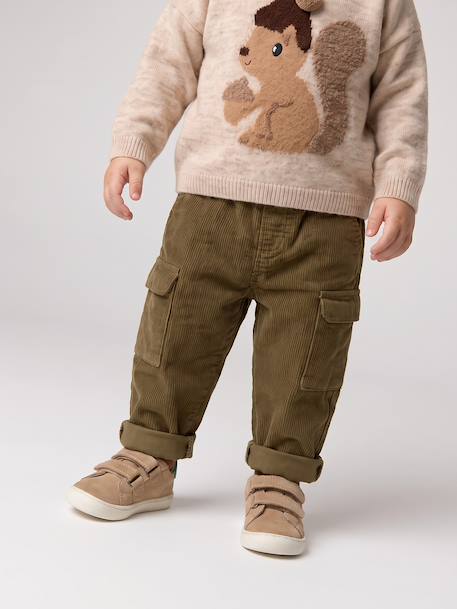 Corduroy trousers for baby boys khaki 