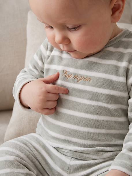 Pack of 2 newborn long-sleeved pyjamas sage green 