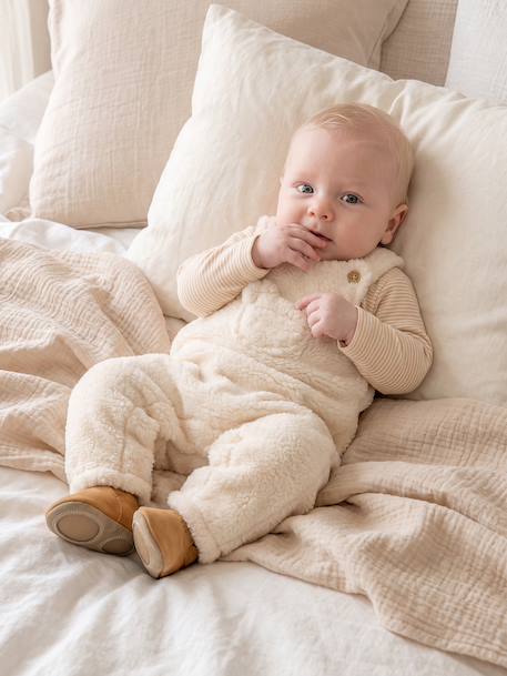 Dungarees and bodysuit set for baby vanilla 