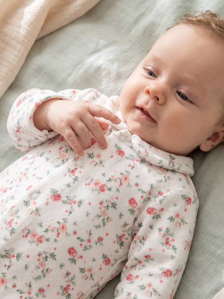 Pack of 2 baby sleepsuits with front opening cappuccino+pale pink+sage green 