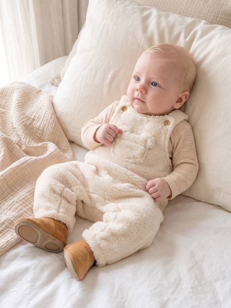 Dungarees and bodysuit set for baby vanilla 