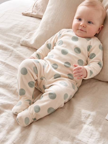 Pack of 3 baby sleepsuits with back opening marl beige+marl grey+sage green 