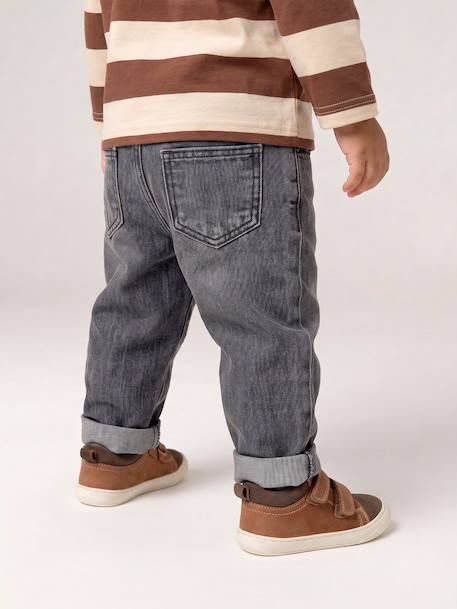 Basics denim jeans for babies with elasticated waist and pockets brut denim+denim grey 